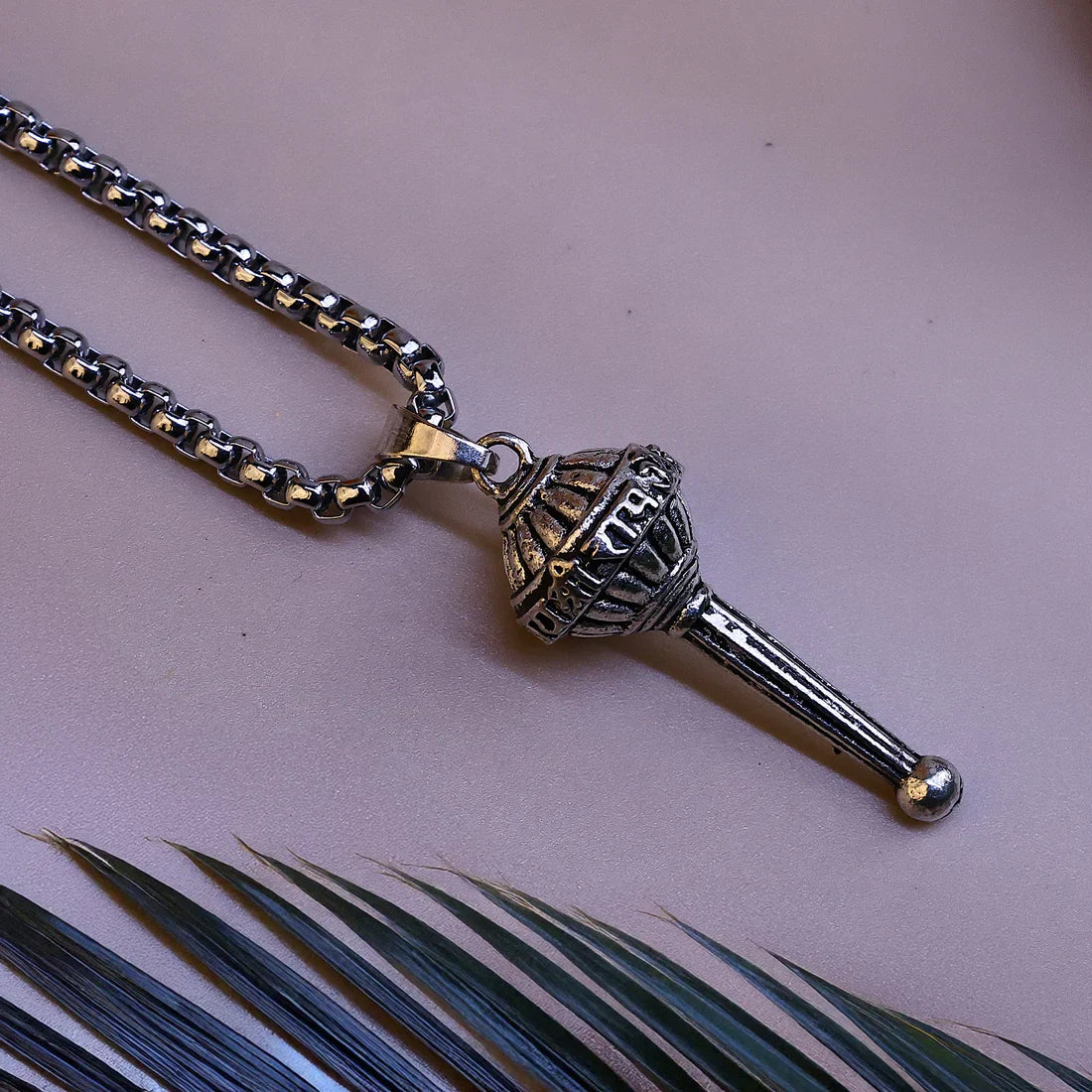 Hanuman Gada Pendant Silver Oxidized – Power & Protection