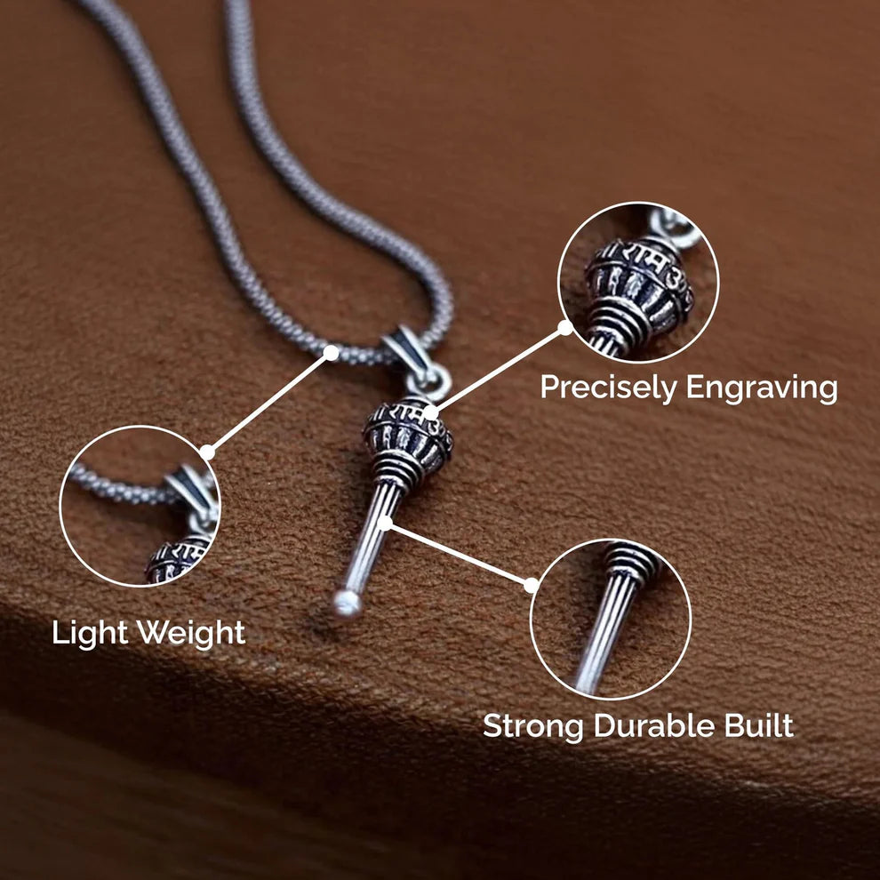 Hanuman Gada Pendant Silver Oxidized – Power & Protection