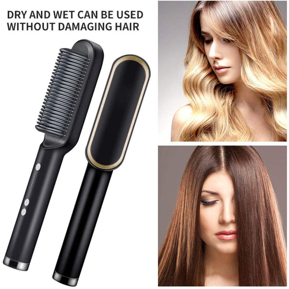 Professional Hair Straightener Comb Brush – Anti-Scald, Quick Heat