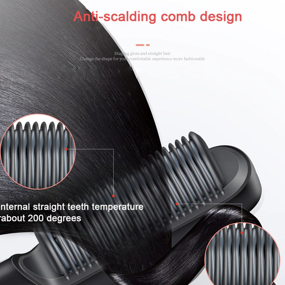 Professional Hair Straightener Comb Brush – Anti-Scald, Quick Heat