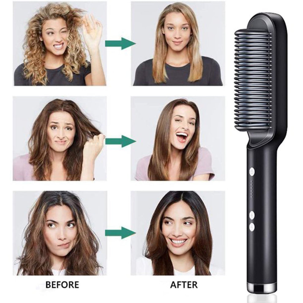 Professional Hair Straightener Comb Brush – Anti-Scald, Quick Heat