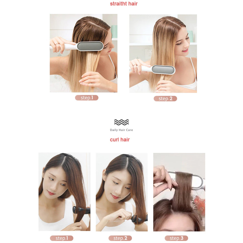 Professional Hair Straightener Comb Brush – Anti-Scald, Quick Heat