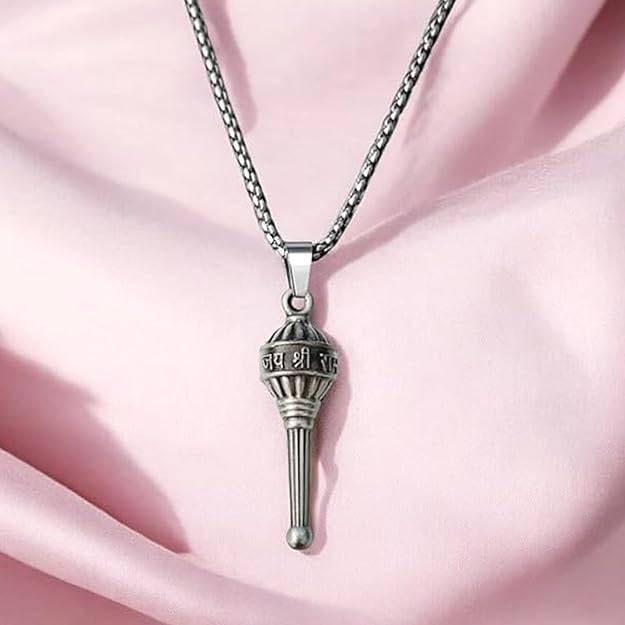 Hanuman Gada Pendant Silver Oxidized – Power & Protection