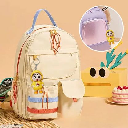 Cute Cartoon Keychain – Yellow Hoodie Character with Interchangeable Faces